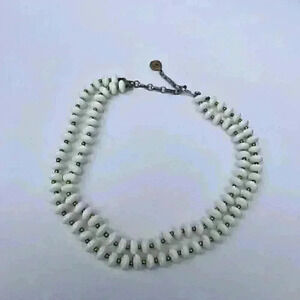 Vintage 2 strand white plastic beads Necklace choker Made In Japan